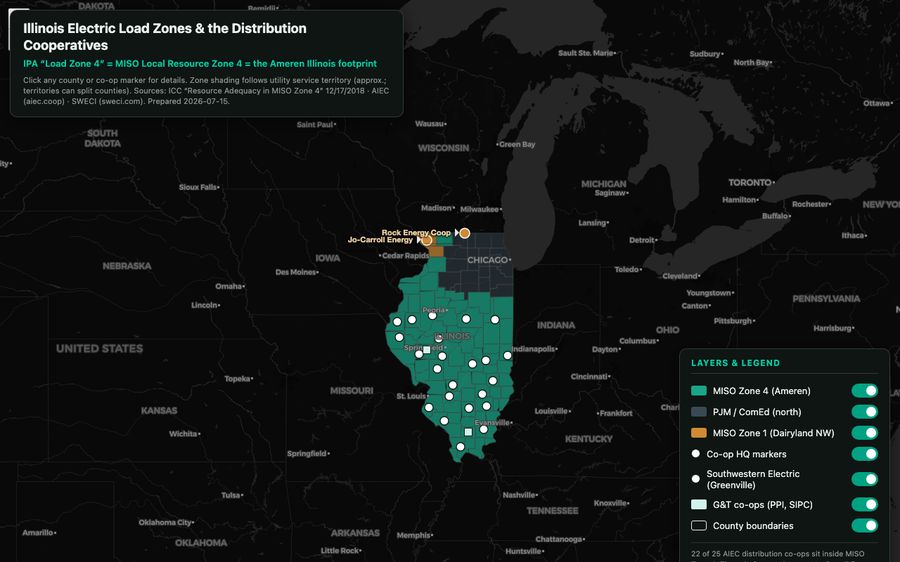 Illinois Load Zones and Electric Cooperatives