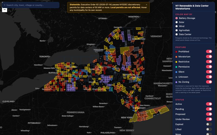 NY Renewable and Data Center Moratorium Map